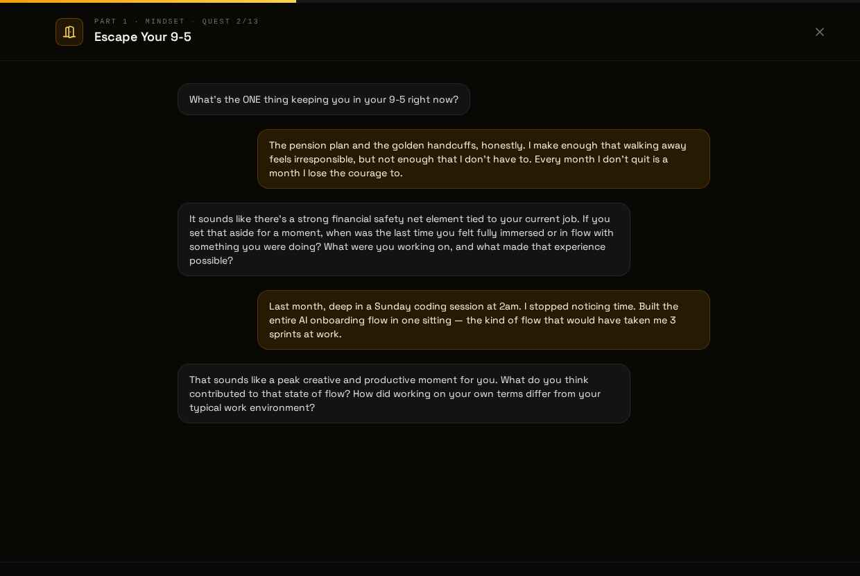 Mid-conversation Socratic AI mentorship in Quest 1